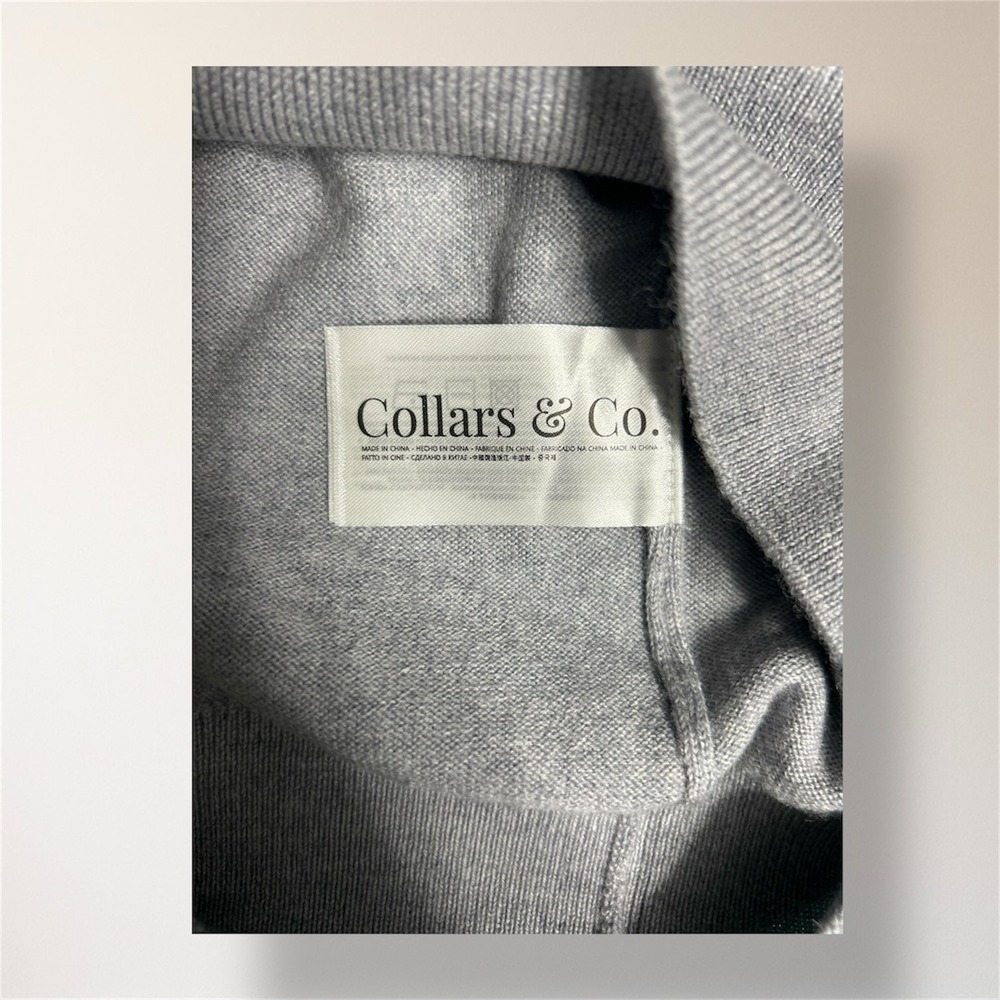 New Collars & Co Men's 3XL Gray Australian Merino Wool 1/4 Zip Pullover Sweater - Picture 7 of 10